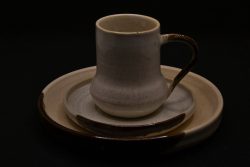 Frühstücksgedeck weiß-braun